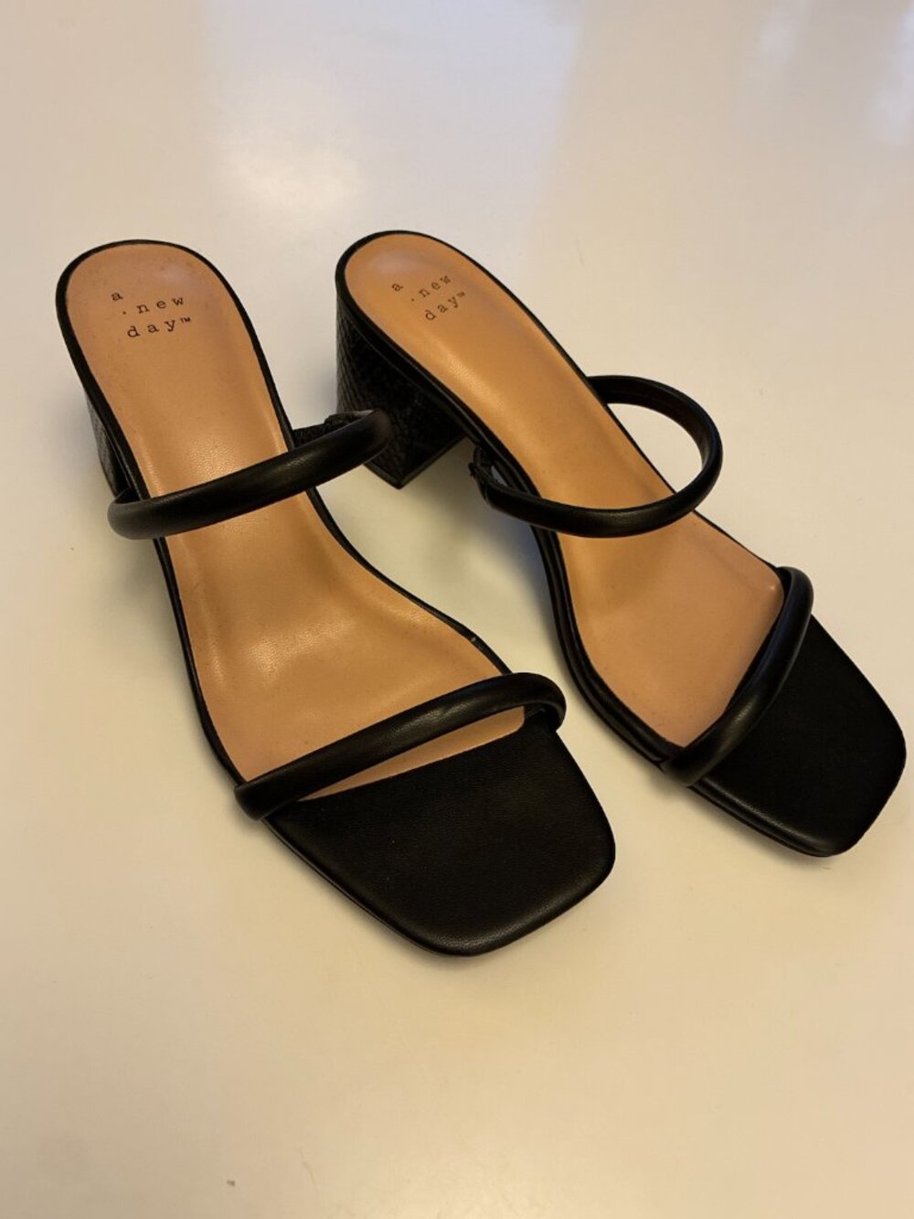 Black Strap Block Heels